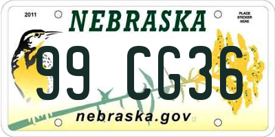 NE license plate 99CG36