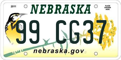 NE license plate 99CG37