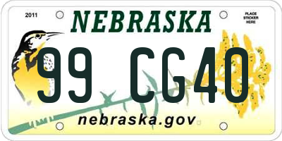 NE license plate 99CG40