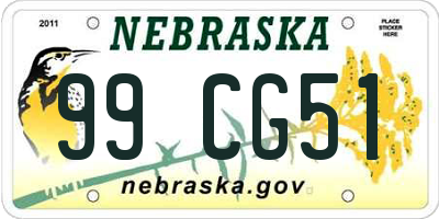 NE license plate 99CG51