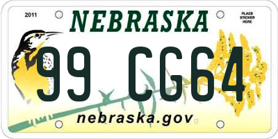 NE license plate 99CG64