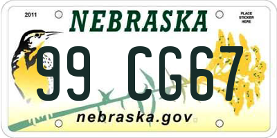 NE license plate 99CG67