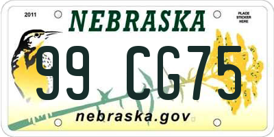 NE license plate 99CG75