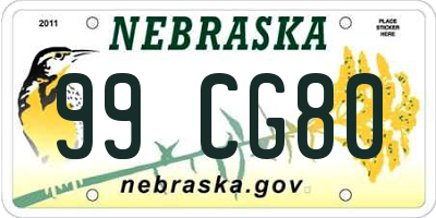 NE license plate 99CG80