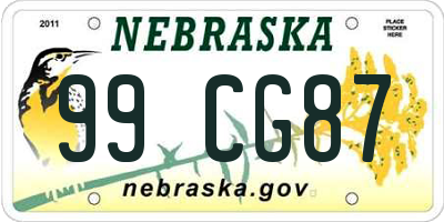 NE license plate 99CG87