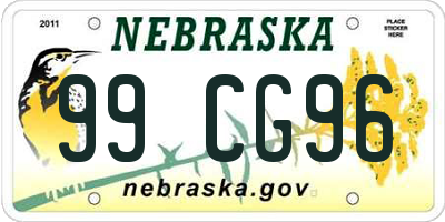 NE license plate 99CG96