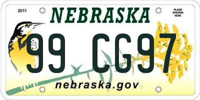 NE license plate 99CG97