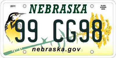 NE license plate 99CG98