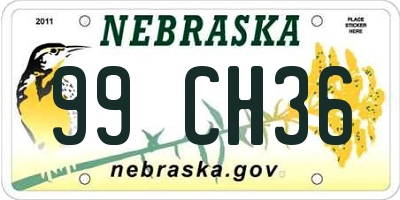 NE license plate 99CH36