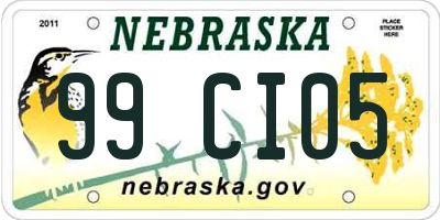 NE license plate 99CI05