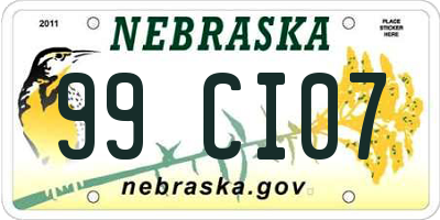 NE license plate 99CI07