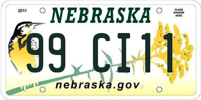 NE license plate 99CI11