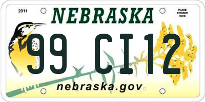 NE license plate 99CI12