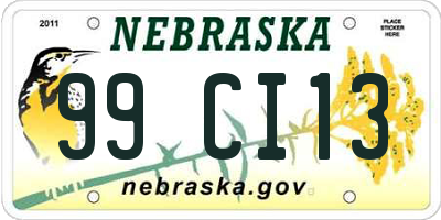 NE license plate 99CI13