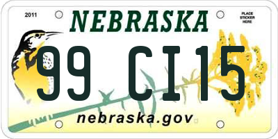 NE license plate 99CI15