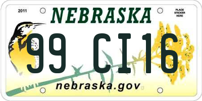 NE license plate 99CI16