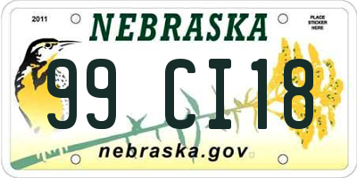 NE license plate 99CI18