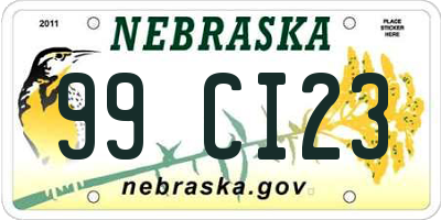 NE license plate 99CI23