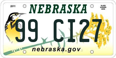 NE license plate 99CI27