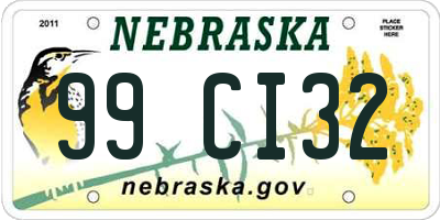 NE license plate 99CI32