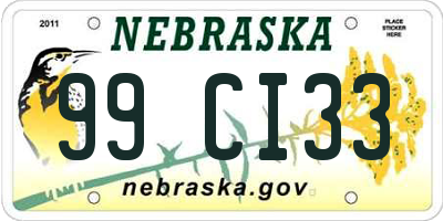 NE license plate 99CI33