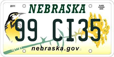 NE license plate 99CI35