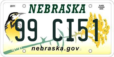 NE license plate 99CI51