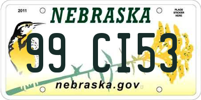 NE license plate 99CI53