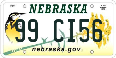 NE license plate 99CI56