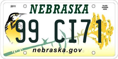 NE license plate 99CI71