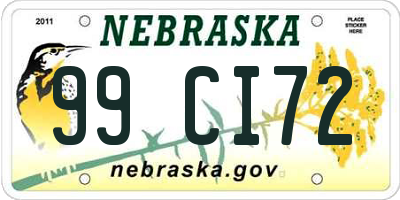 NE license plate 99CI72