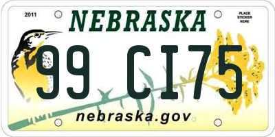 NE license plate 99CI75