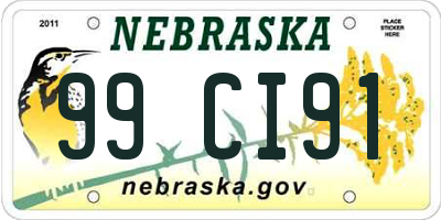 NE license plate 99CI91