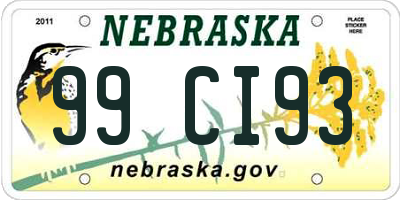 NE license plate 99CI93