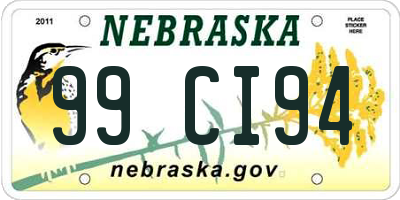 NE license plate 99CI94