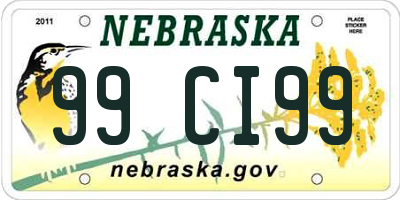 NE license plate 99CI99