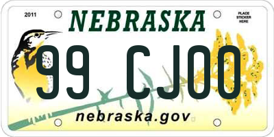 NE license plate 99CJ00