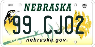 NE license plate 99CJ02