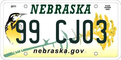 NE license plate 99CJ03