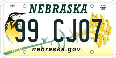 NE license plate 99CJ07