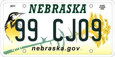 NE license plate 99CJ09