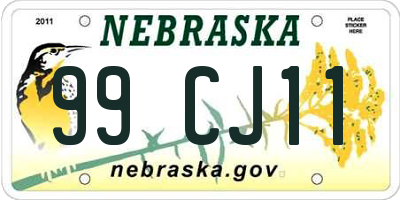 NE license plate 99CJ11