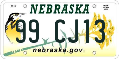 NE license plate 99CJ13