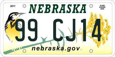 NE license plate 99CJ14