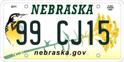 NE license plate 99CJ15