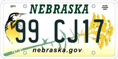 NE license plate 99CJ17