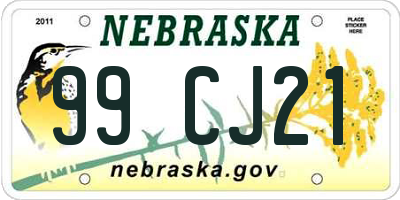 NE license plate 99CJ21