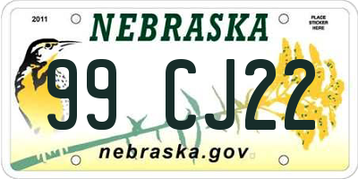 NE license plate 99CJ22