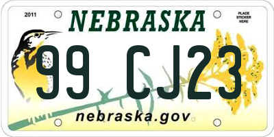 NE license plate 99CJ23