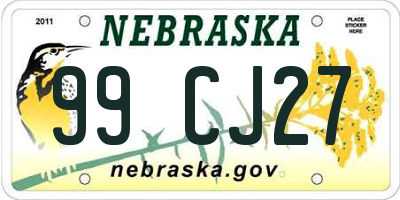 NE license plate 99CJ27